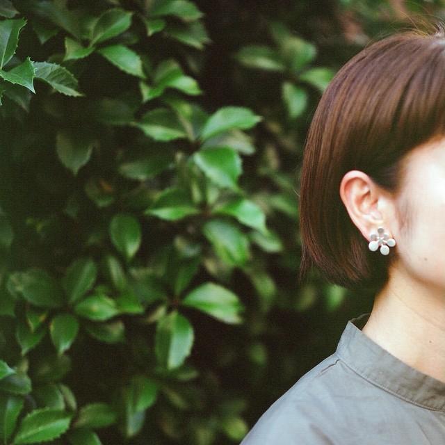【Stud・Clip-on Earring】Leaf / Circle L silver (single) - YURI MIYATA ONLINE STORE